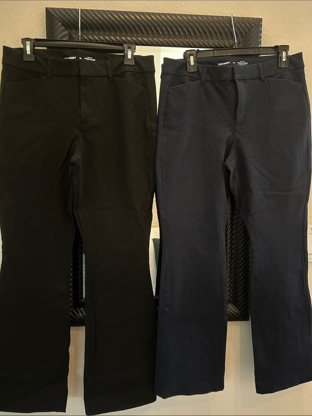 Old Navy Women’s two pair Pixie Flare Pants, Black & Navy size 12